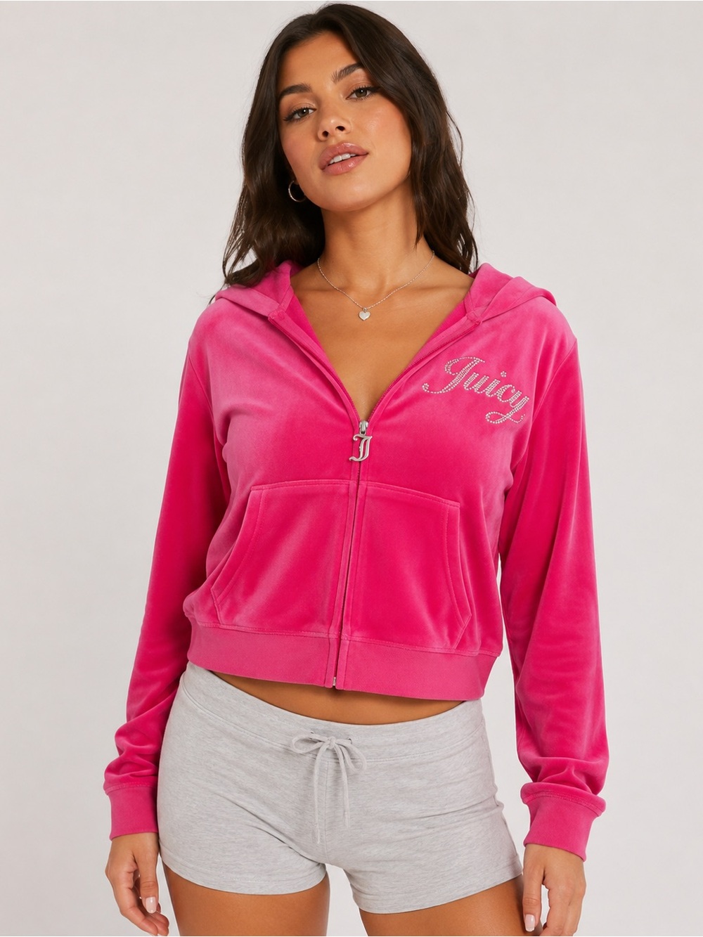 Juicy Couture Pink Party Velour Rhinestone Zip Up Hoodie XL NWT Y2K